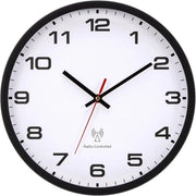 Orologio a parete radiocomandato 30 cm - Facile da leggere a casa, ufficio e scuola - Quarzo alimentato da batterie (bianco + nero)