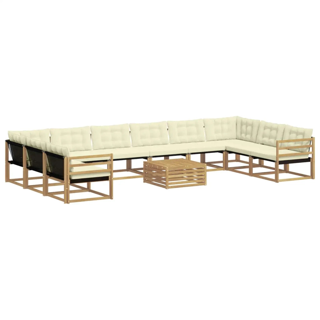 Set di divani da esterno 11 pz Bianco e Crema 3389128
