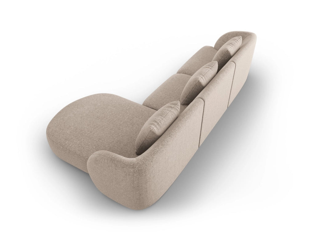 Cosmopolitan Design - Divano angolare destro "Tulum" 4 posti in ciniglia beige 