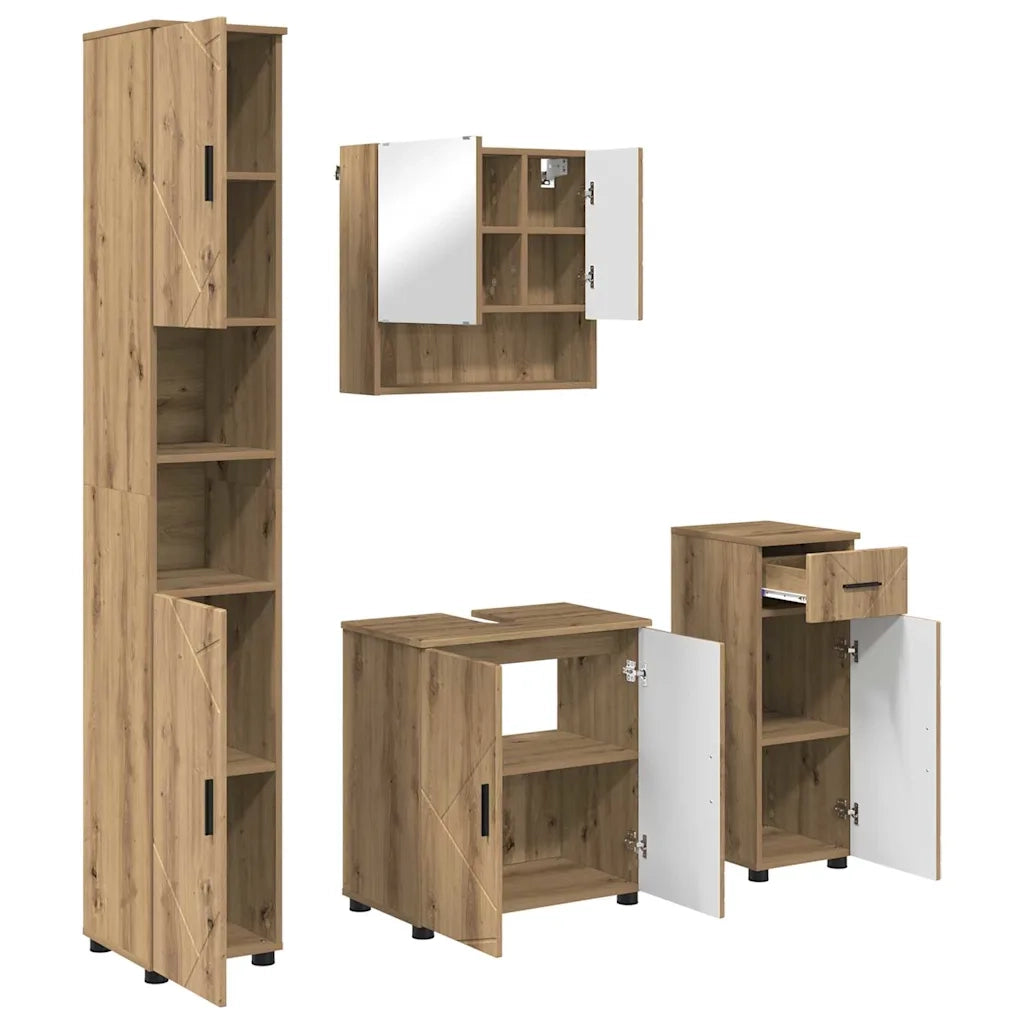 vidaXL Set di mobili per il bagno con porta 4 pcs rovere artigianale