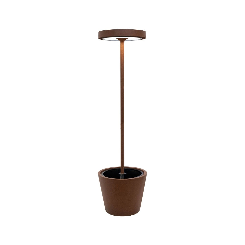 Poldina Reverso Solar L Corten - Lampada a led da terra solare e ricaricabile 11,7W - Piantana da esterno e interno H.156cm