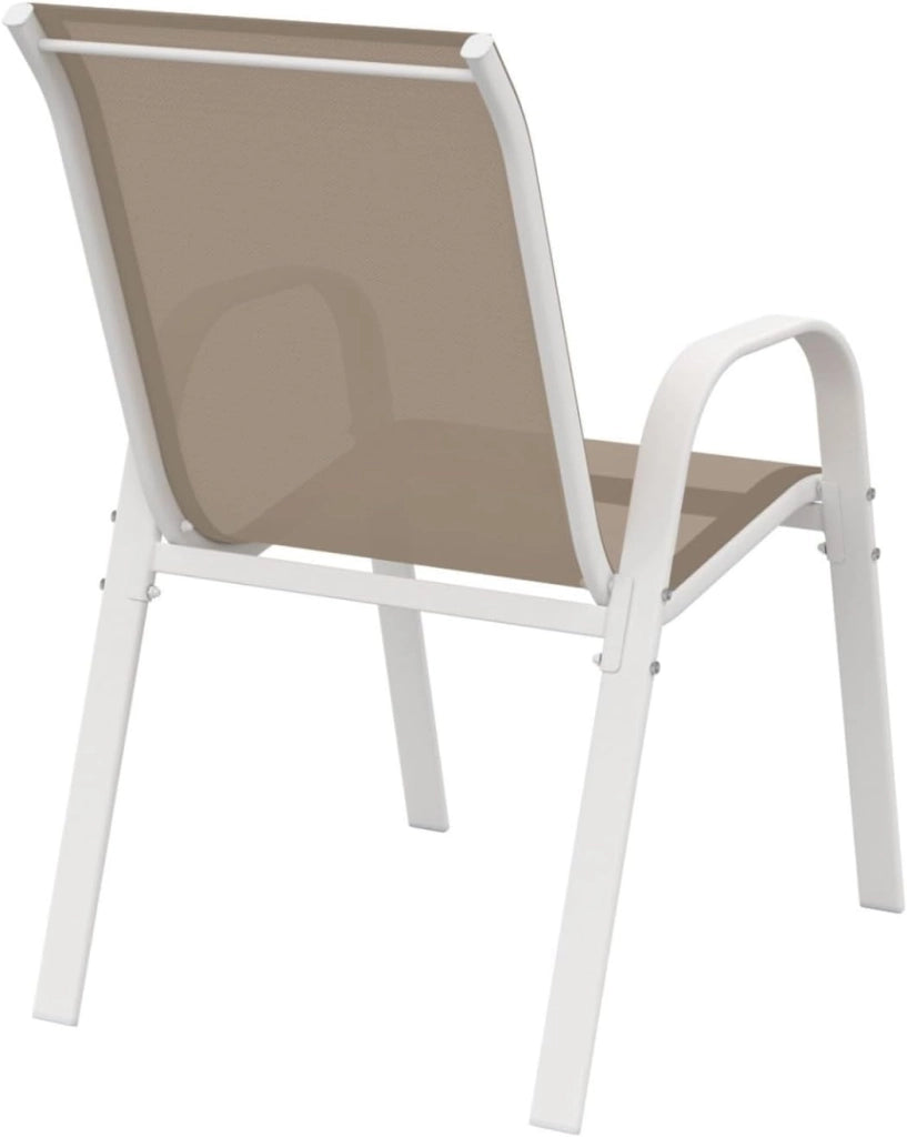Set di 4 sedie impilabili da giardino LYMA in metallo e textilene in bianco e beige
