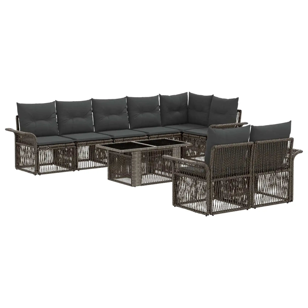Set Divano da Giardino 9 pz Grigio e Grigio Scuro polyrattan 3436667