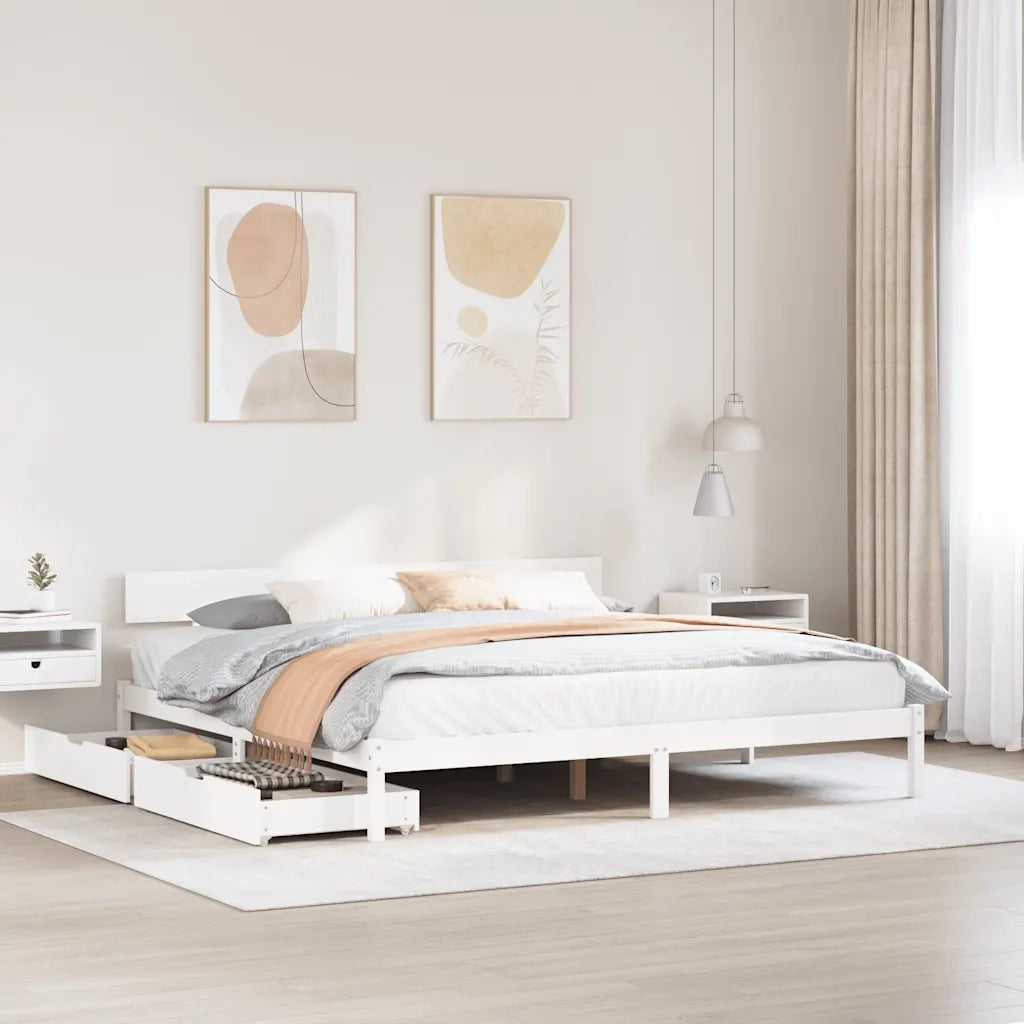 Letto matrimoniale | Letto per adulti | Letto senza Materasso Bianco 180x200 cm Legno Massello di Pino