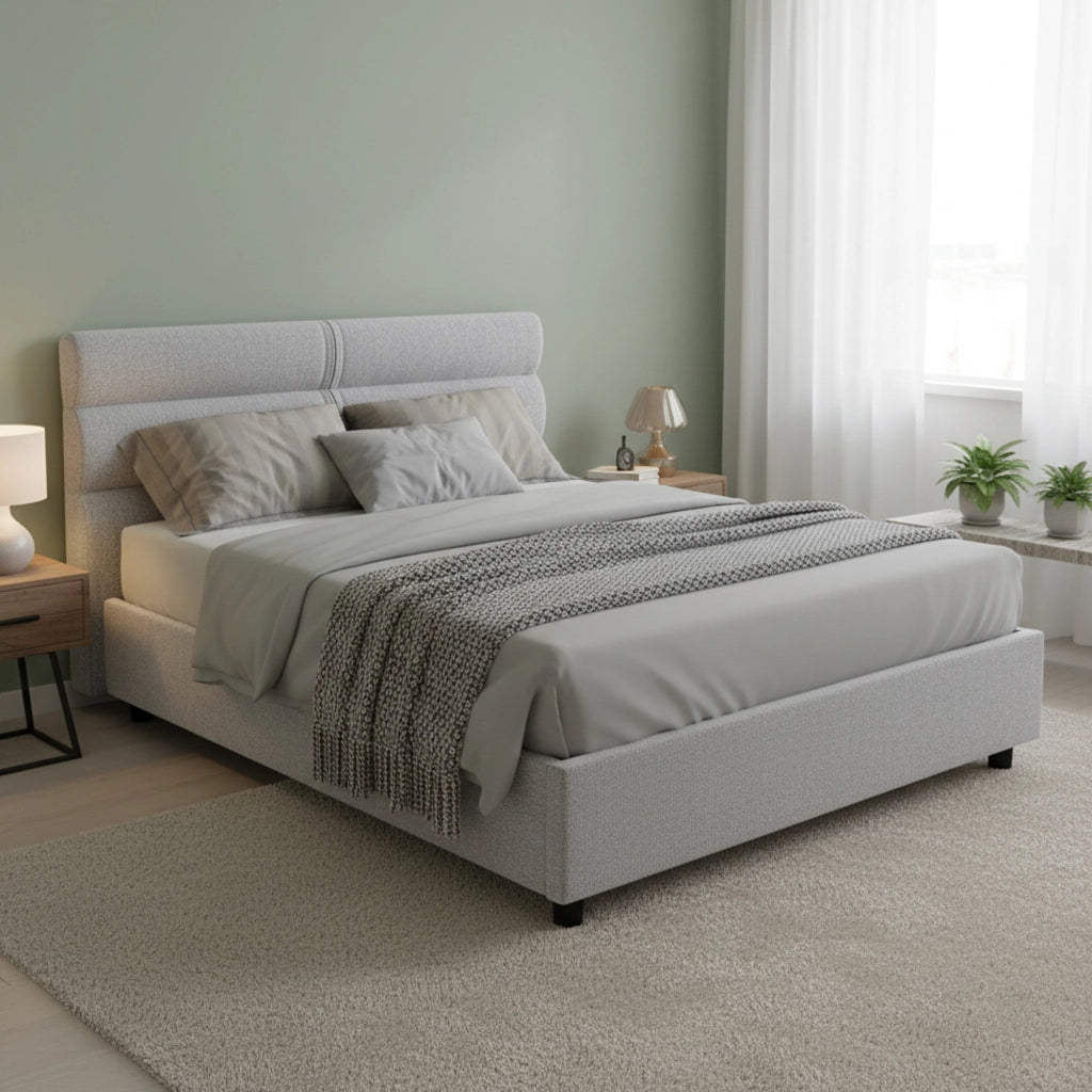 Letto Matrimoniale Brienno, Letto Matrimoniale Sfoderabile Made in Italy, Grigio
