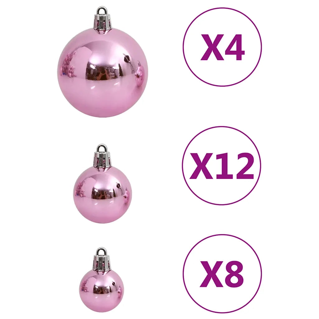 Set Palline di Natale 111 pz-Decorazioni natalizie Rosa in Polistirene