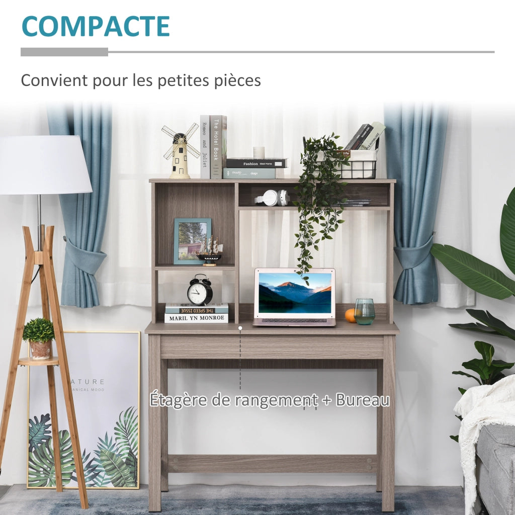 Scrivania con libreria ¨C zephmum ¨C legno, marrone chiaro, 105x50x137.5 cm