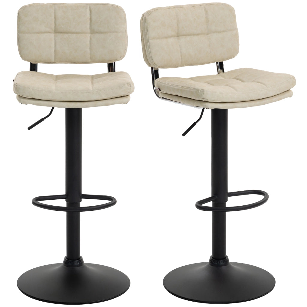 Sgabello da bar ¨C zephmum ¨C Vintage capitonn¨¦, rivestimento sintetico, crema, regolabile
