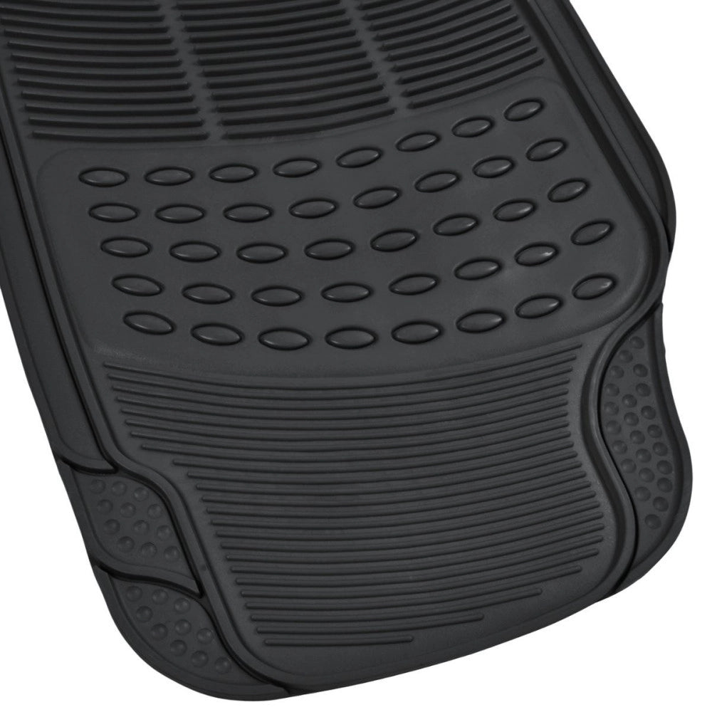 Trade Shop - Set 4 Pezzi Tappeti Per Auto Tappetini Universali In Gomma Sintetica Pvc Nero -