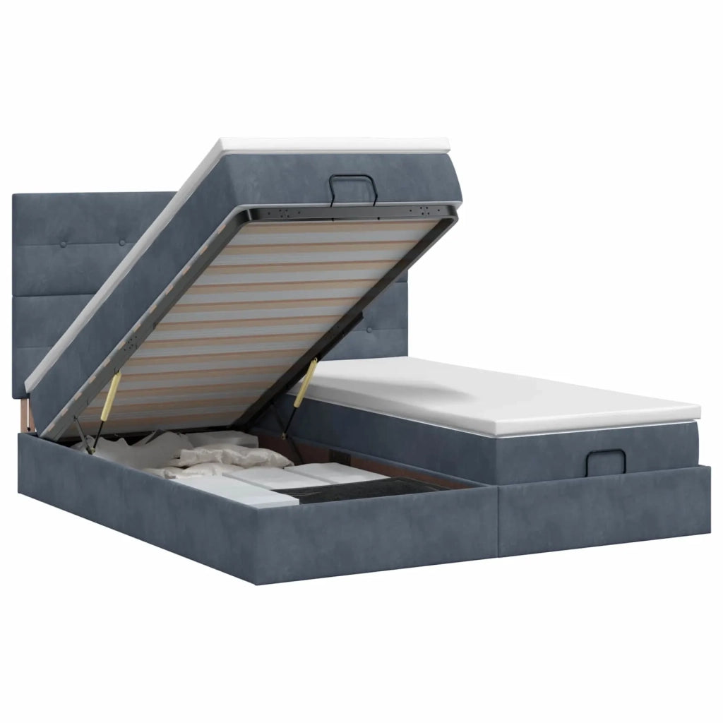 Letto ottomano con materasso 2 pz Grigio Scuro Velluto 3457915