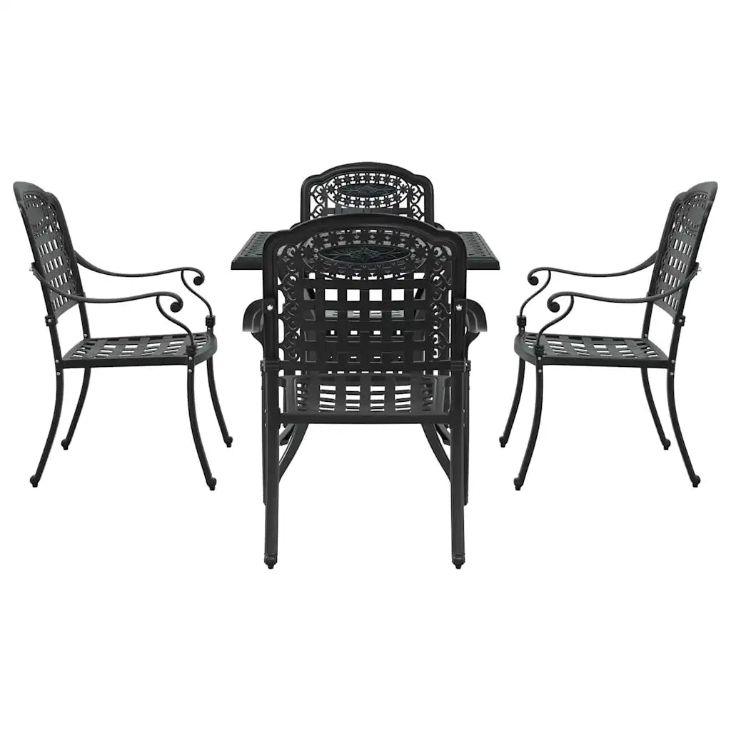 Set di Tavolo da Giardino 5 pcs Nero Alluminio pressofuso 3334729