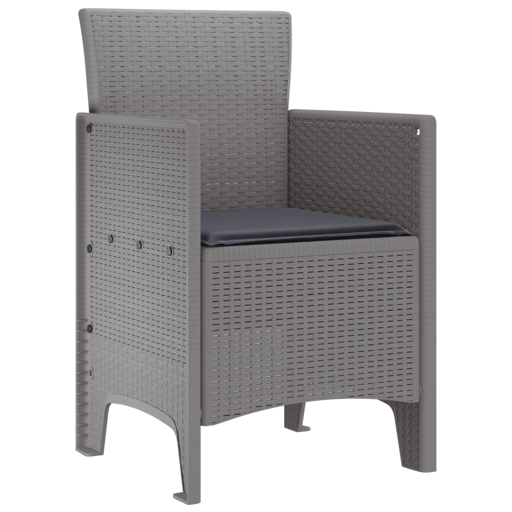 Sedie da giardino con cuscini 4 pz Grigio chiaro Polyrattan