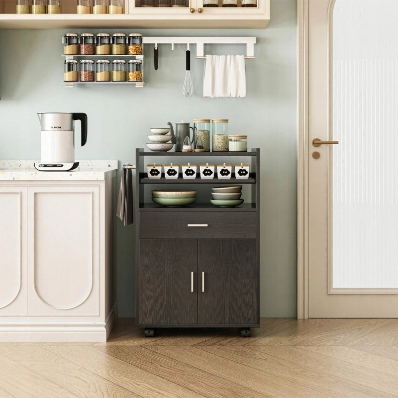 Armadio, carrello da cucina, cassettiera, tavolo, scaffale moderno mobile su ruote bianco