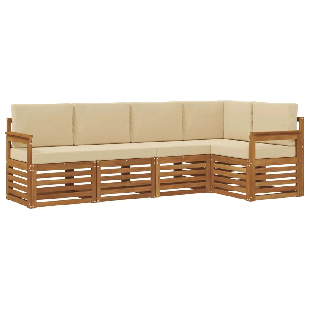 Set divano sezionale con cuscino 5 pcs Naturale e Beige 3374798