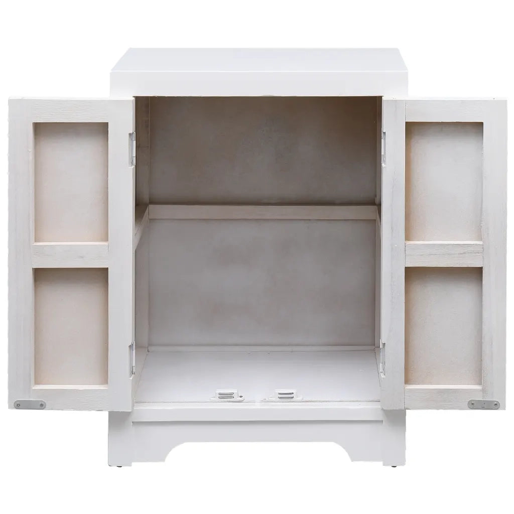 Comodino Bianco 38x28x52 cm in Legno di Paulownia  cod mxl 31254