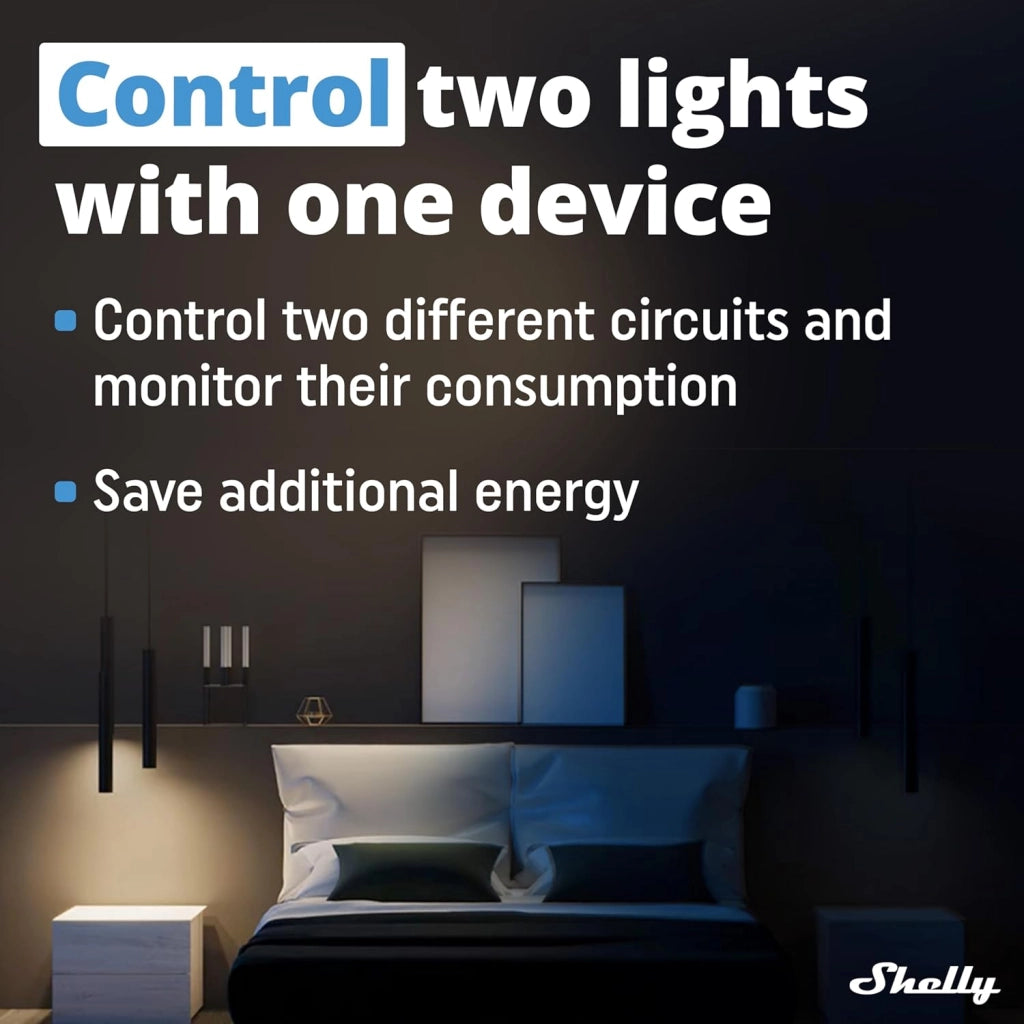 Shelly Relè interruttore a due canali. Wi-fi e bluetooth. Shelly Plus 2PM Pack x2