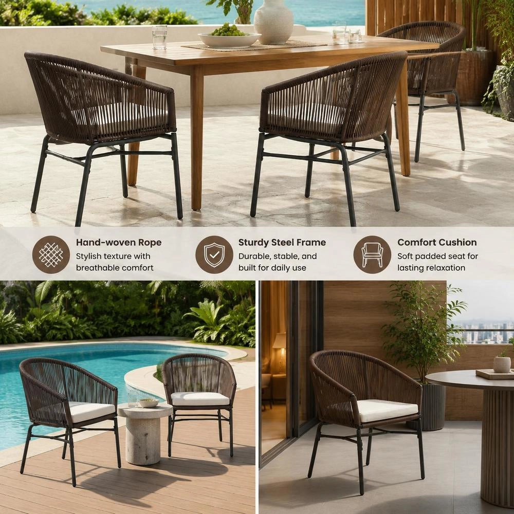 Garden Chairs, 2 Pieces, Brown PE Rattan