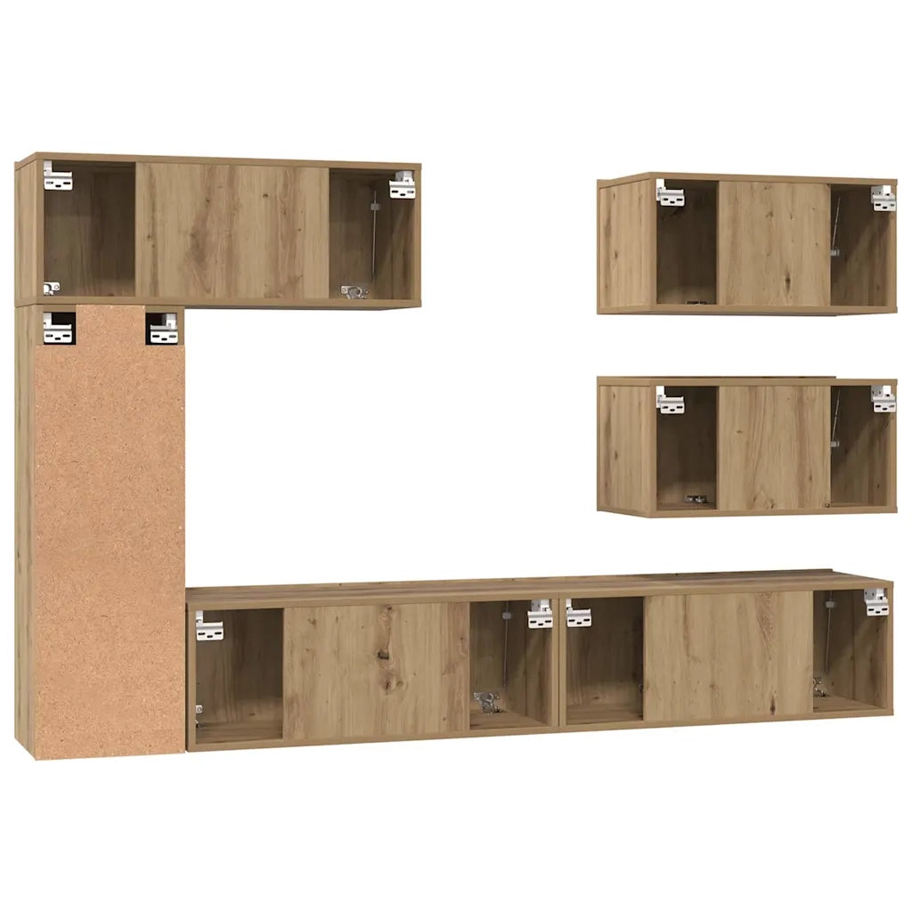 Set mobile TV 6 pcs Rovere artigianale Legno multistrato 3393266