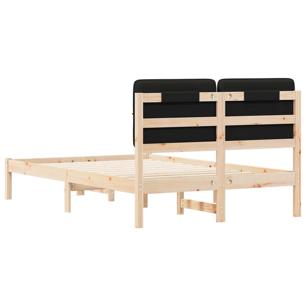 Letto con Testiera Rivestita Nero 120 x 190 cm Pino massello