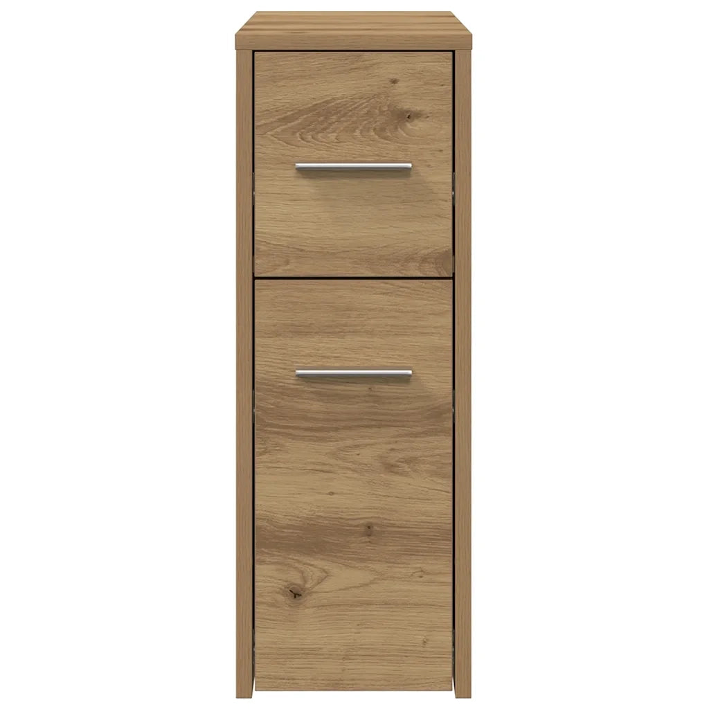 Mobile da Bagno Stretto con Ruote Rovere Artigianale Truciolato