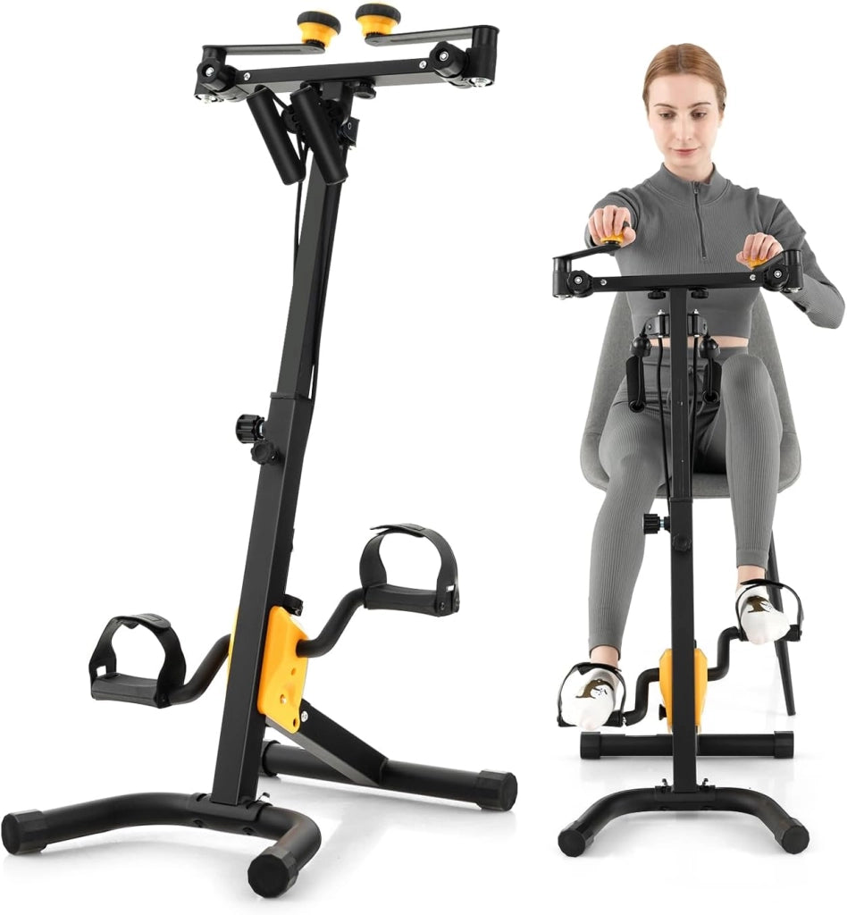 Cyclette da Casa, Pedaliera per Anziani, Pedaliera Riabilitazione per Braccia e Gambe, Altezza e Livelli di Resistenza Regolabili, Cyclette da Allenamento con Cuscinetti Antiscivolo