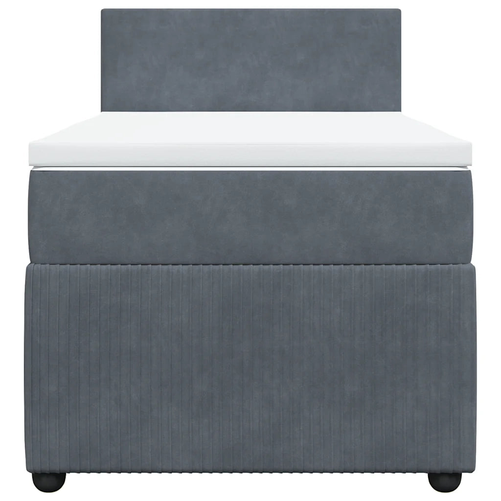 Giroletto a Molle con Materasso Grigio Scuro 90x200 cm Velluto