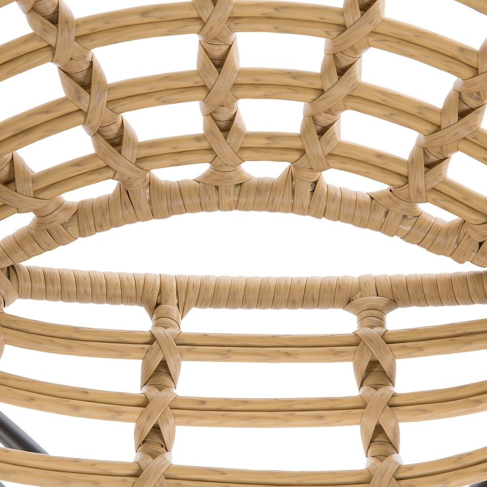 Set di 2 sedie da giardino gambe in metallo rattan sintetico marrone chiaro forma rotonda Boho