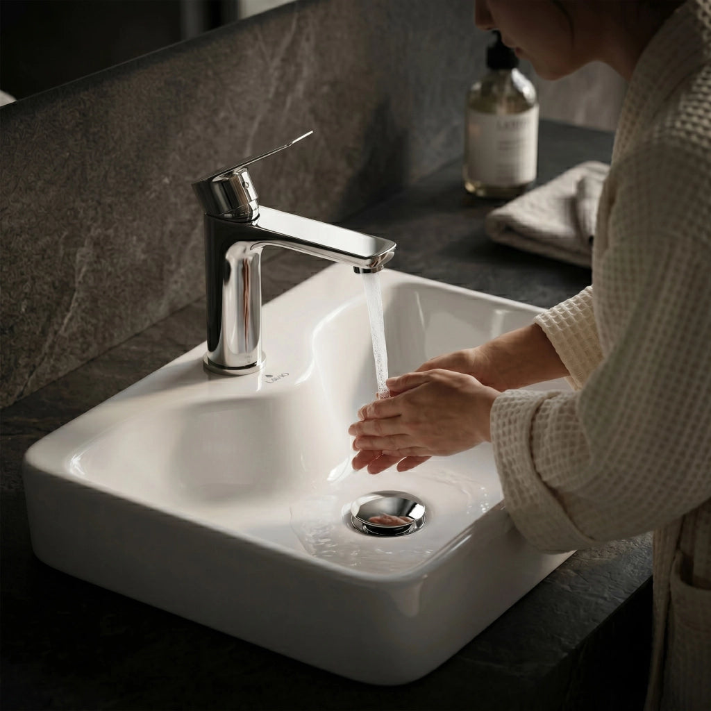 Lavabo da appoggio rettangolare AURA ceramica 47 cm Bianco