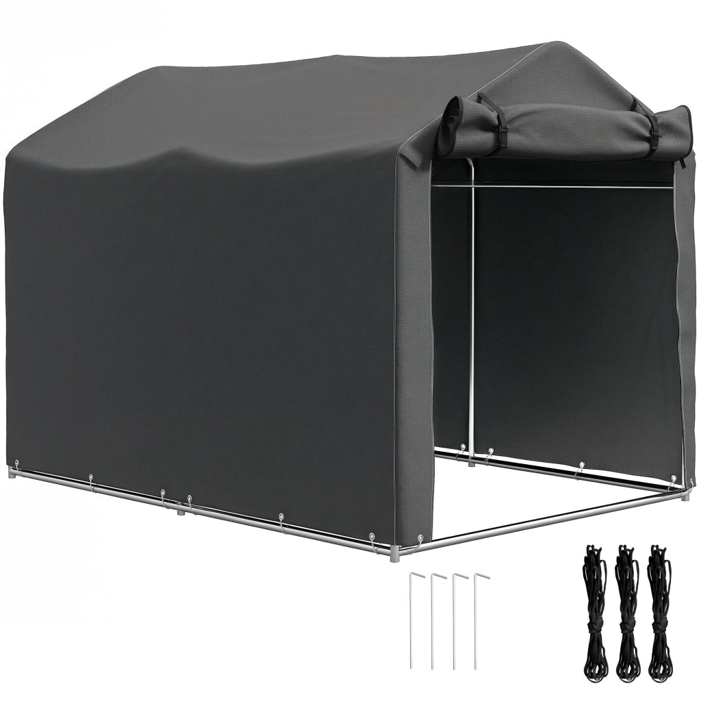 Carpa da Giardino Esterno per Biciclette e Attrezzi ¨C zephmum ¨C Grigio Scuro 2.2x1.57x1.65 m