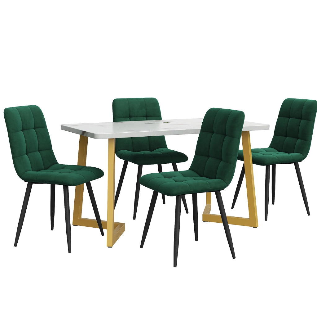 Set tavolo da pranzo con 4 sedie moderno; MDF; verde