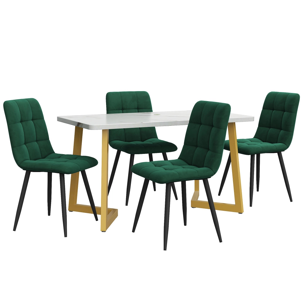 Set tavolo da pranzo con 4 sedie moderno; MDF; verde