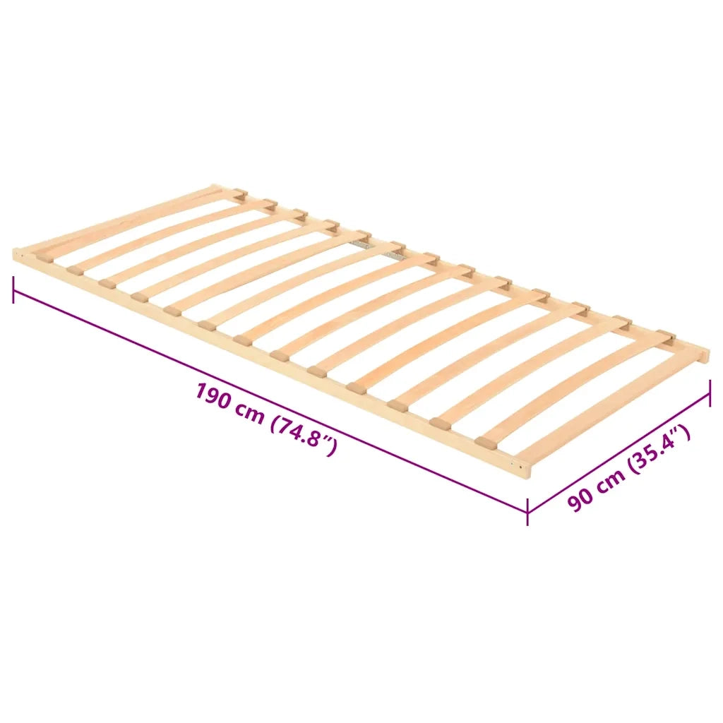vidaXL Base a doghe Marrone 90 x 190 cm Legno massello di faggio