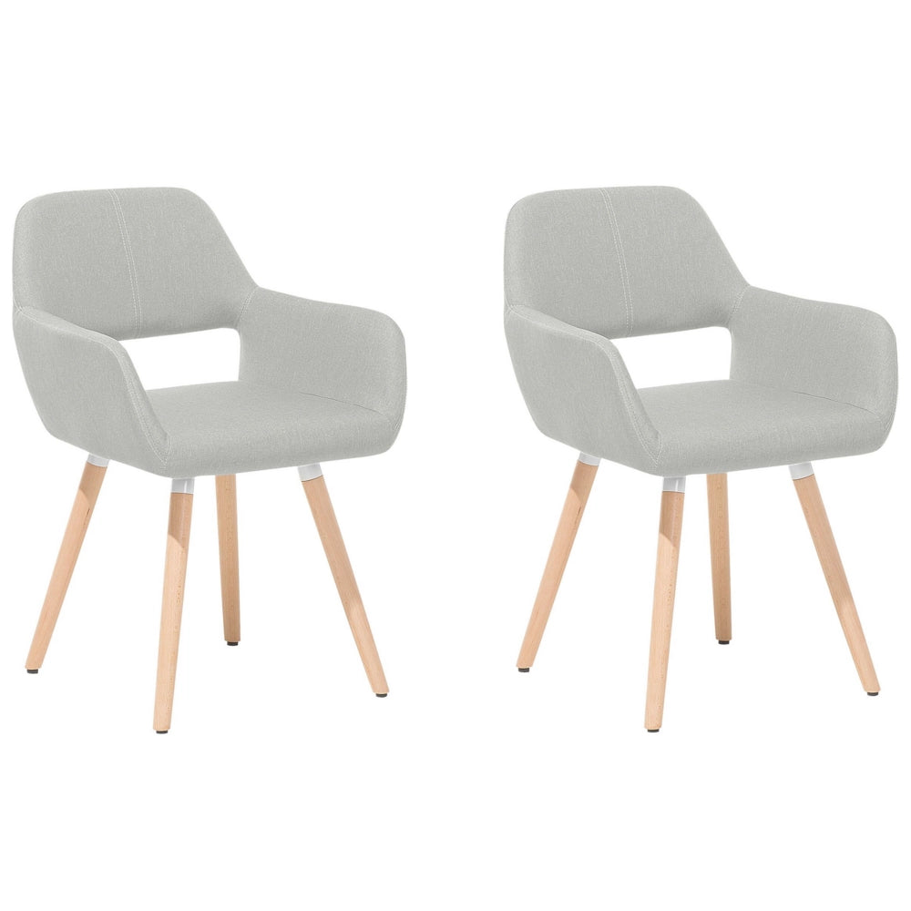 Set di 2 sedie da pranzo rivestimento in tessuto grigio chiaro gambe in legno chiaro stile moderno eclettico