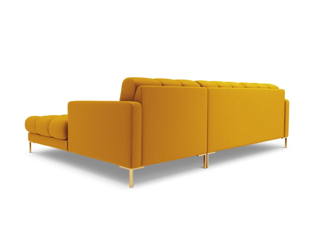 Cosmopolitan Design - Divano angolare destro "Bali" 5 posti in tessuto strutturato giallo 