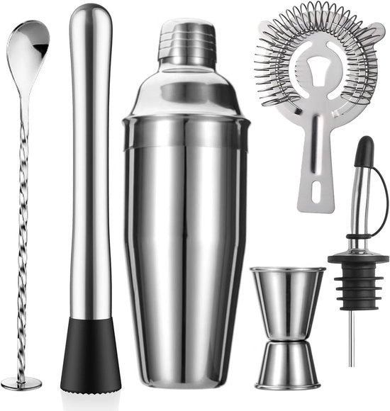 Set di 6 pezzi - Cocktail Mixer Set circa 750 ml - Shaker Cup Filter Mixer Mix Lepel Omkeerd Mixer Set - Set di Mixer in Acciaio Inossidabile