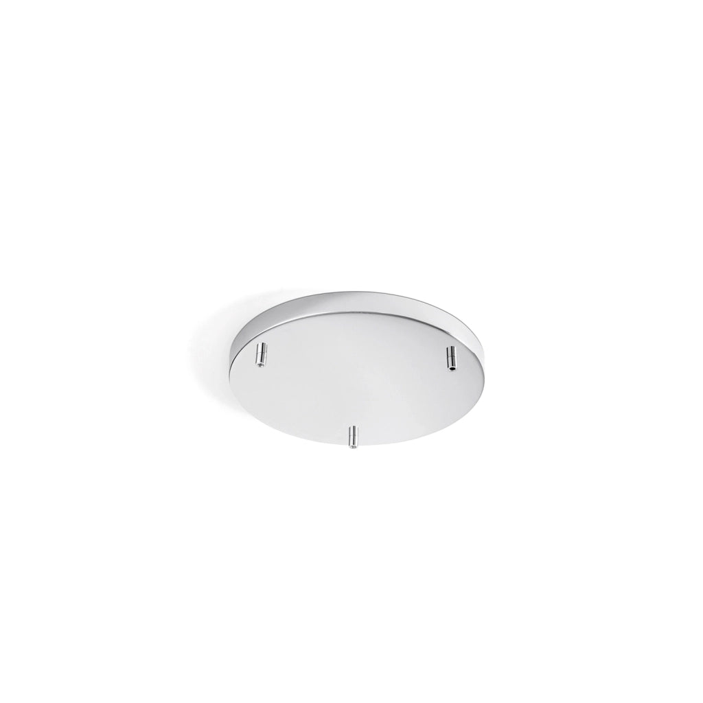 Rosone Multicavo 3 Fori In Metallo Cromo Spazzolato D35Cm