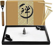 Mini giardino zen per scrivania con accessori - Set di meditazione per riduzione dello stress