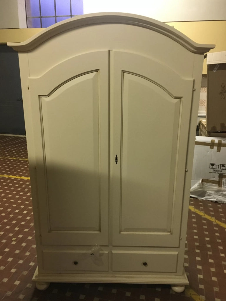 Armadio arte povera 2 ante shabby legno avorio patinato 125x61x200 - Mobili 2G