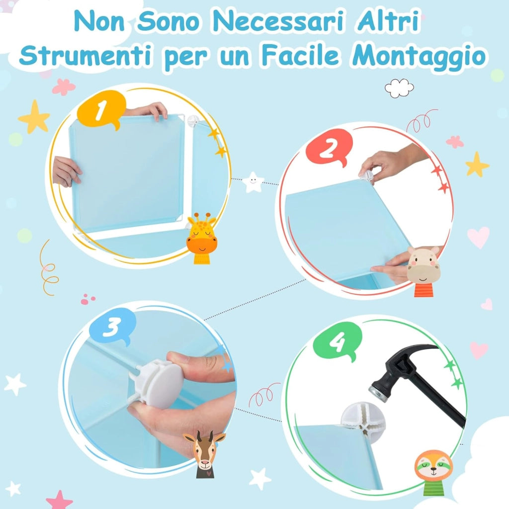 Guardaroba Portatile per Bambini, Armadio Guardaroba Modulare per Bambini con 8 Cubi, per Soggiorno, Camera da Letto, 75 x 35 x 145 cm (Blu)