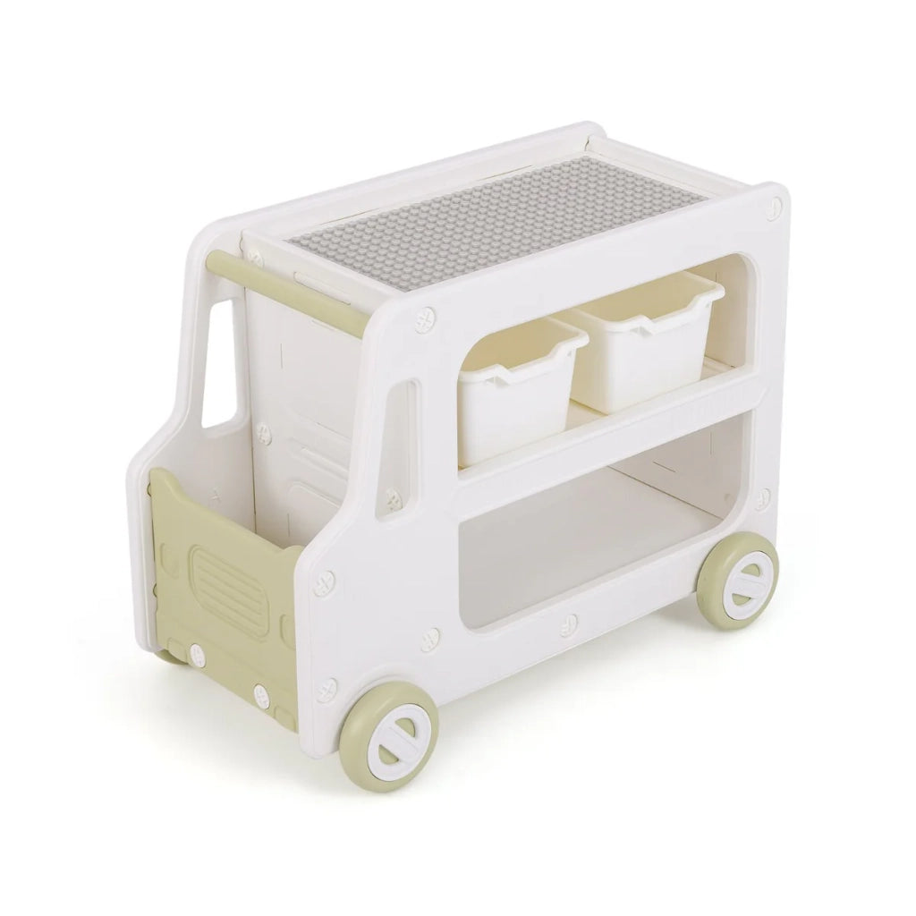 Organizer portaoggetti a 2 livelli 73 x 42 x 56 cm multifunzionale stile moderno e giocoso in HDPE verde 20_0017994