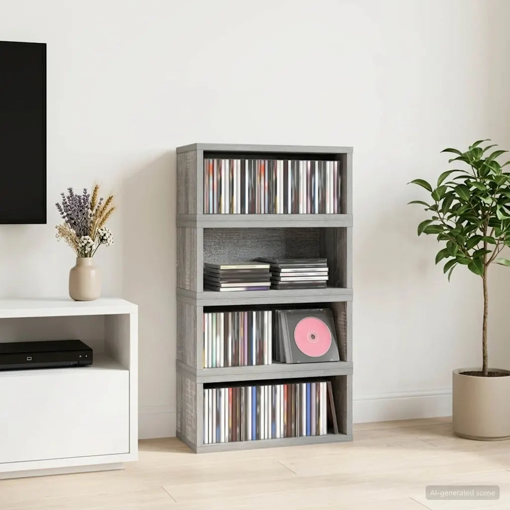 Rack per Stoccaggio CD 4 pz Sonoma grigio 40 x 17 x 17 cm 8012723