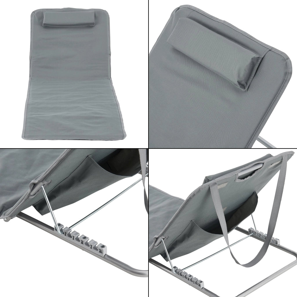 Set di 2 materassini da spiaggia con schienale reclinabile 160 x 49 cm grigio scuro 03_0009729