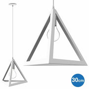 Trade Shop - Lampadario Lampada Sospensione Piramide 30cm Design Moderno Paralume Bianco -