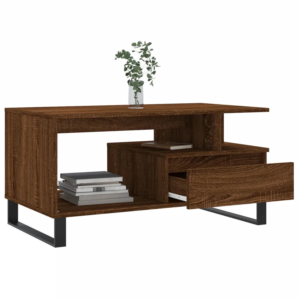 Tavolino Salotto Rovere Marrone 90x49x45 cm Legno Multistrato 831035