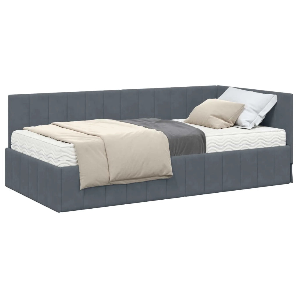 Struttura Letto Angolare con Materasso 2 pz-Giroletto con materasso Grigio Velluto 880095