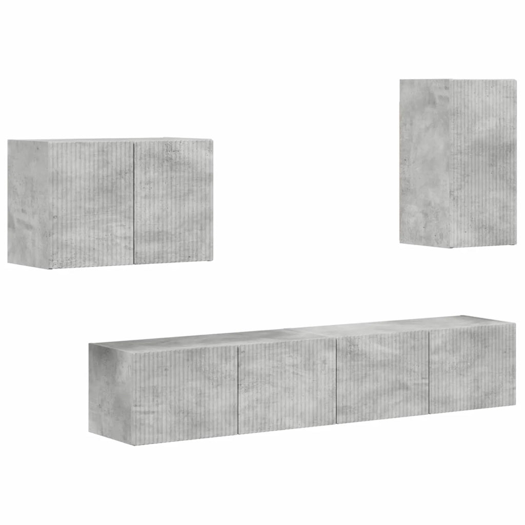 Set di Mobiletto da TV a Parete 4 pcs Grigio cemento