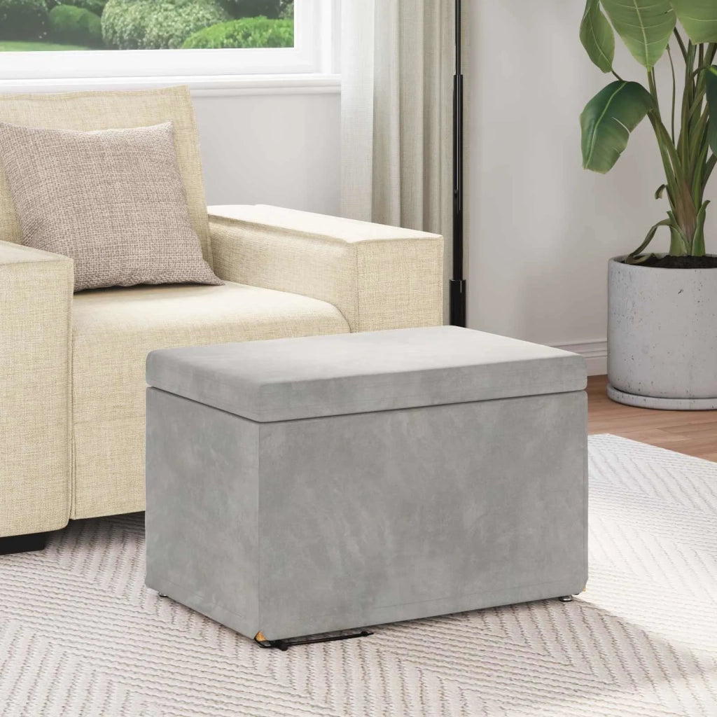 Pouf Grigio chiaro Velluto e Legno Ingegnerizzato 876765