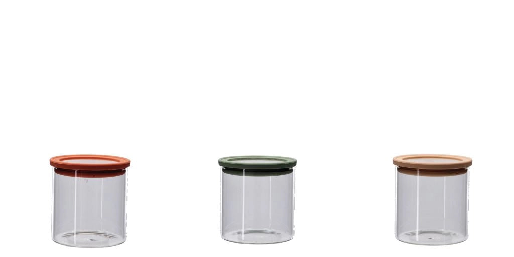 1 Pezzo Barattolo da Cucina in Vetro Borosilicato Tondo 11 x 11 cm 3 Colori