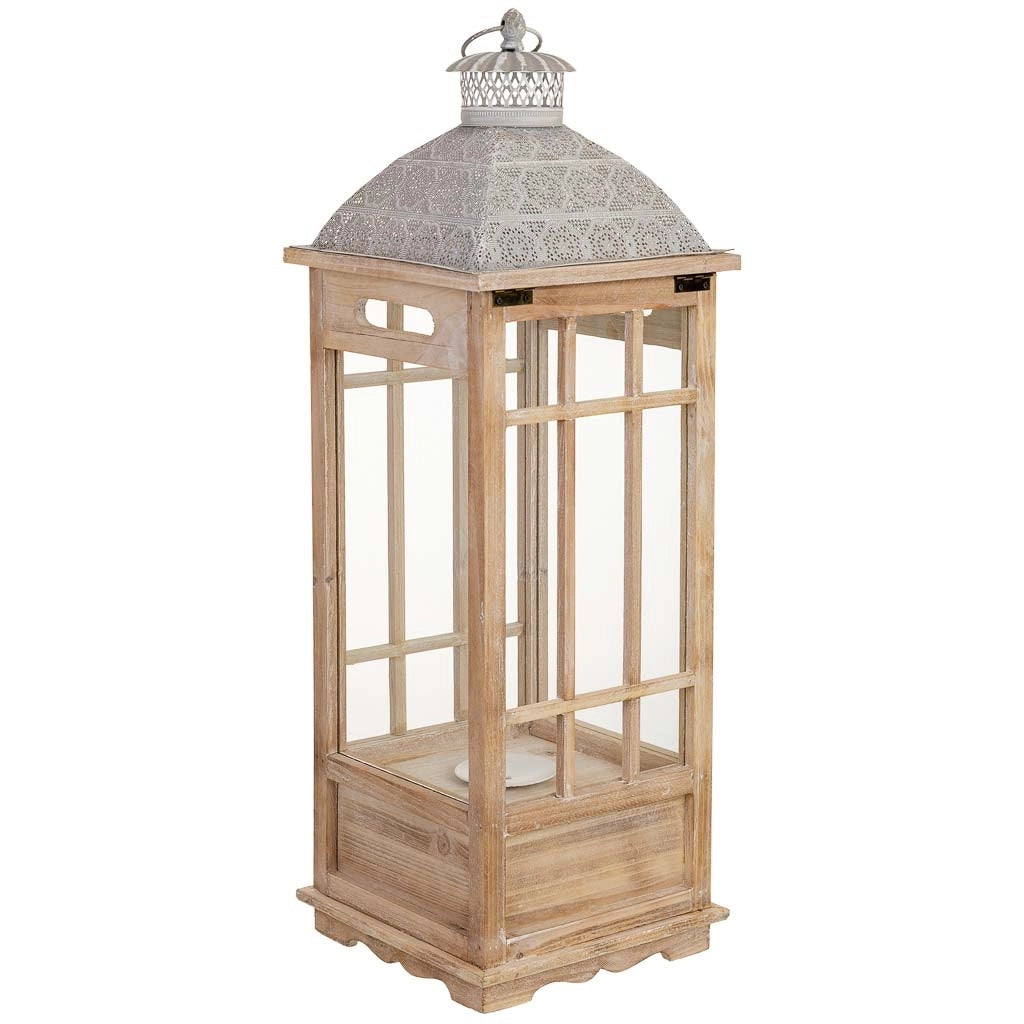 Lanterna in legno beige 23,5x23,5x69h cm