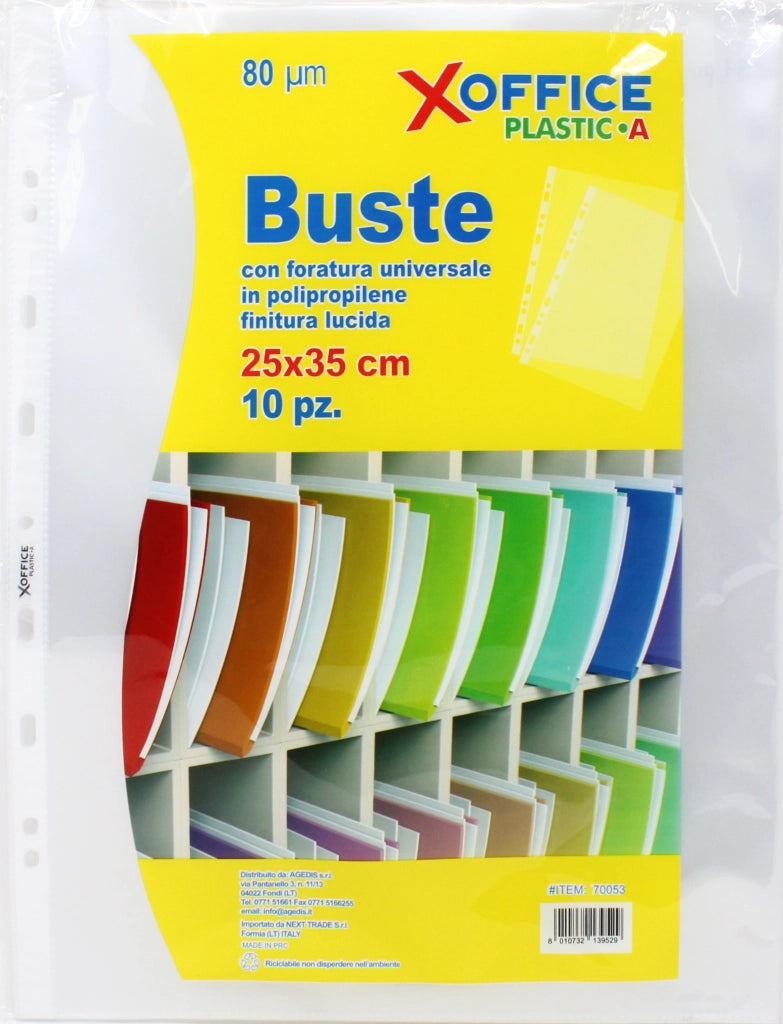 CARTELLE DI PLASTICA PORTA DOCUMENTI 25X35 10PZ TRASPARENTI